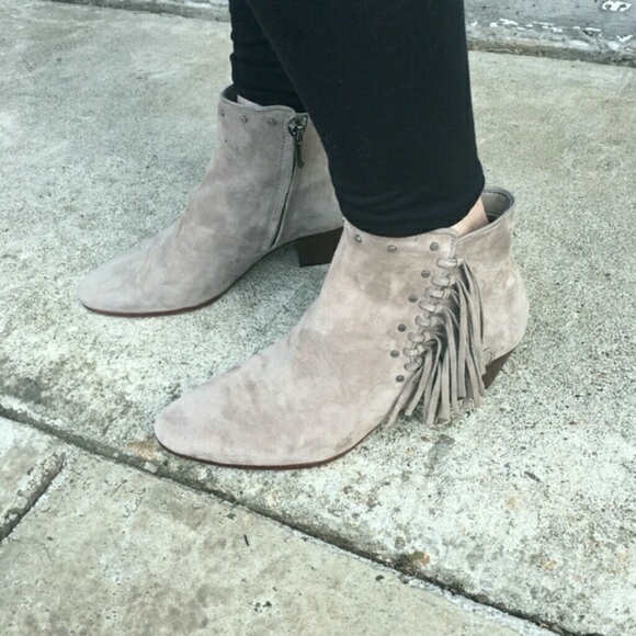 Naturalizer Women’s Fortunate Suede Fringe Ankle Boots – Stacked Heel, N5 Contour Comfort